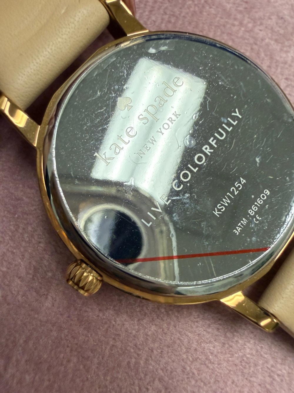 kate spade Gold-Tone Watch with White Heart Dial and Cream Strap - Picture 6 of 7